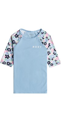 2024 Roxy Filles T-Shirt Surf  Manches Courtes UPF 50 ERGWR03389 - Bel Air Ephemere Small